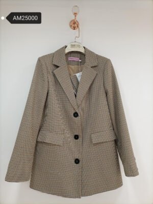 Houndstooth Tailored Blazer – Classic Three-Button | MX Craft Studio