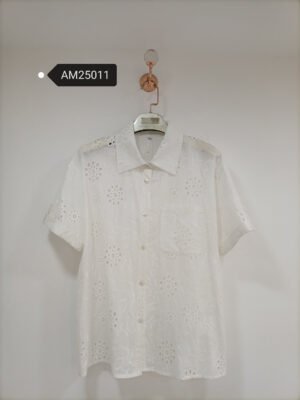 Circle Flower Eyelet Shirt – Short-Sleeve Cotton | MX Craft Studio
