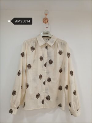 Medallion Embroidered Boho Blouse – Smocked Shoulder | MX Craft Studio