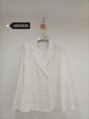 Modern Lace Blazer – structured double-breasted jacket | MX Craft Studio|Modern Lace Trousers – straight-leg lined pants | MX Craft Studio|Modern Lace Blazer & Trousers – full suit set styling | MX Craft Studio