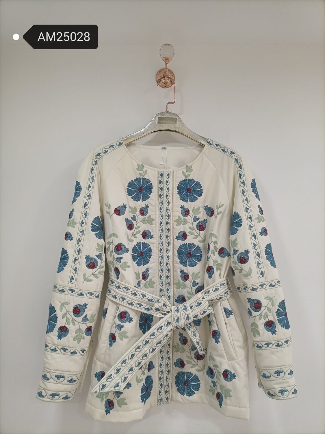 am25028 Quilted Folk Floral Sash Coat – Cotton Light Jacket | MX Craft Studio