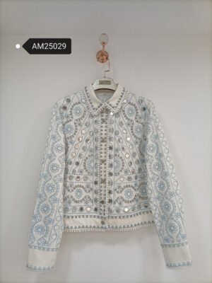 Mirror Work Embroidered Jacket – Folk Art White Blouson | MX Craft Studio