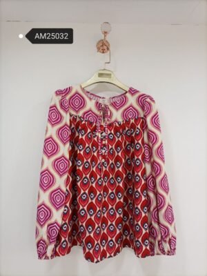 Retro Paisley Peasant Blouse – front yoke print | MX Craft Studio|Retro Paisley Peasant Blouse – body print swap variant | MX Craft Studio
