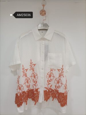 Swiss-Dot Embroidered Blouse – Orange Scalloped Hem | MX Craft Studio|Swiss-Dot Embroidered Blouse – Fuchsia Pink Scalloped Hem | MX Craft Studio
