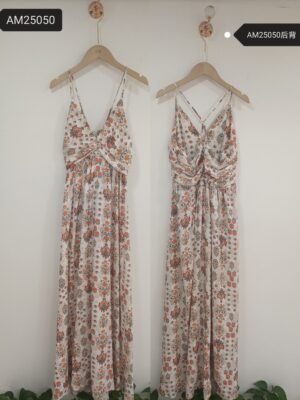 Floral Print Twist-Front Maxi Dress – Rayon | MX Craft Studio