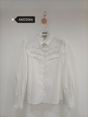 Eyelet Ruffle Yoke Blouse – Peter Pan Collar Cotton | MX Craft Studio