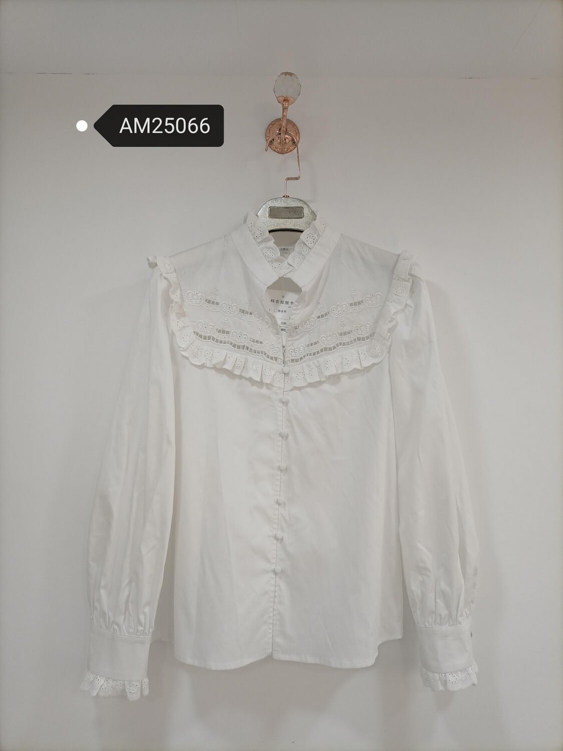 am25066 Eyelet Ruffle Yoke Blouse – Peter Pan Collar Cotton | MX Craft Studio