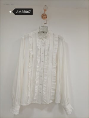 Eyelet Ruffle Front Blouse – Ladder Lace Insets | MX Craft Studio