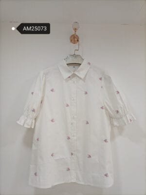 Embroidered Floral Collared Blouse – scattered floral embroidery | XM Fashion Mfg