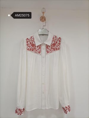 Embroidered Yoke Blouse – floral detail yoke | XM Fashion Mfg