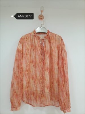 Abstract Print Tie-Neck Blouse – warm abstract print | XM Fashion Mfg