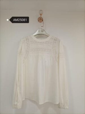 Crochet Lace Insert Long Sleeve Blouse – crochet yoke | XM Fashion Mfg