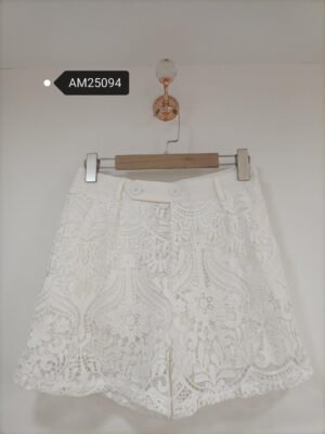 Guipure Lace High-Waisted Shorts – heavy lace detail | XM Fashion Mfg