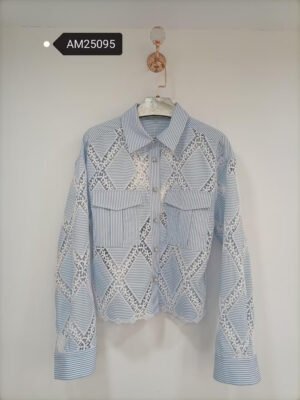 Striped Diamond Lace Insert Shirt – diamond lace panel | XM Fashion Mfg