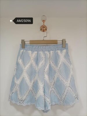 Striped Diamond Lace Insert Shorts – diamond lace detail | XM Fashion Mfg