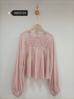 Honeycomb Smocked Long Sleeve Blouse – honeycomb smocking detail | XM Fashion Mfg