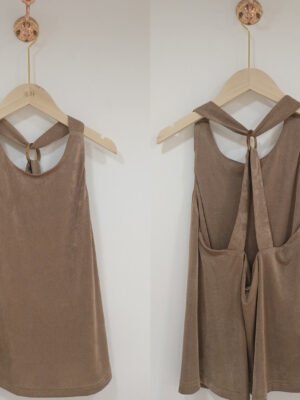 Textured Halter Top – ring back detail | XM Fashion Mfg