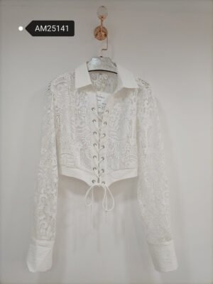 Corded Lace Corset Lace-Up Shirt – corset front | XM Fashion Mfg