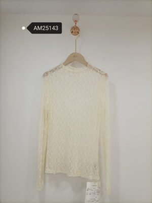 Sheer Lace Mock Neck Top – sheer lace detail | XM Fashion Mfg
