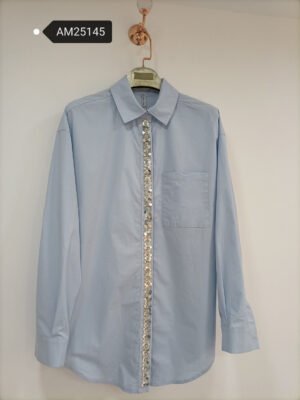 Sequin Placket Poplin Shirt – embellished placket | XM Fashion Mfg