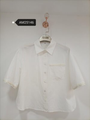 Lace Trim Short Sleeve Shirt – pocket lace detail | XM Fashion Mfg