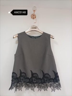 Lace Hem Sleeveless Top – black lace appliqué | XM Fashion Mfg