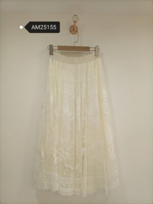 Scalloped Hem Lace Midi Skirt – Fine sheer lace and scalloped hem | XM Fashion Mfg