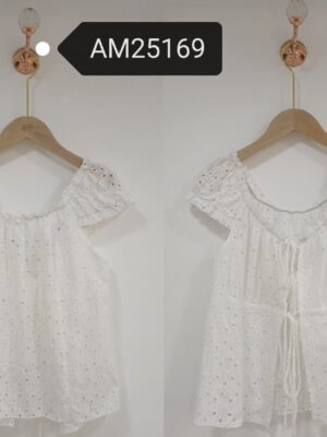 Broderie Anglaise Peplum Blouse – Cotton – Full eyelet embroidery | XM Fashion Mfg