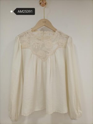 Long Sleeve Blouse with Lace Yoke | MX Craft Studio