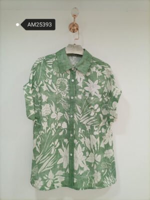 Floral Print Short Sleeve Shirt – Linen Blend | MX Craft Studio