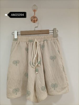 Embroidered Shorts – Palm Tree Motif | MX Craft Studio