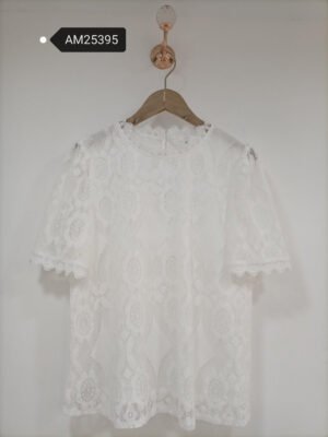 Lace Short Sleeve Blouse – Scalloped Trim | MX Craft Studio