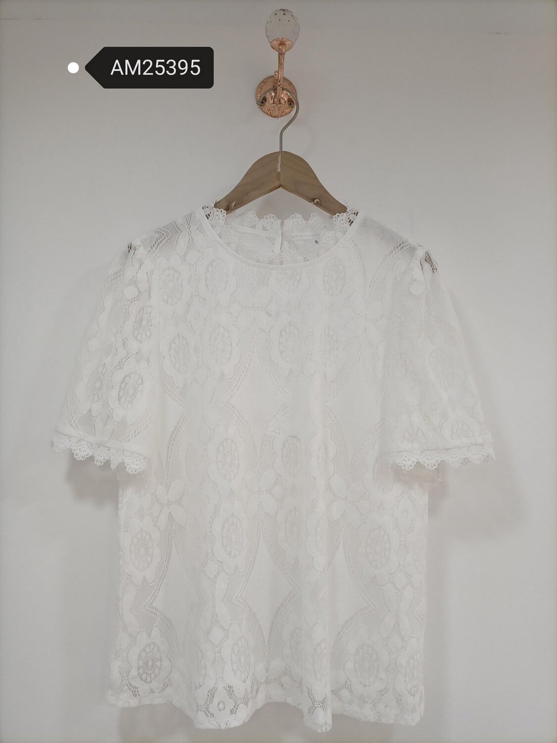 am25395 Lace Short Sleeve Blouse – Scalloped Trim | MX Craft Studio