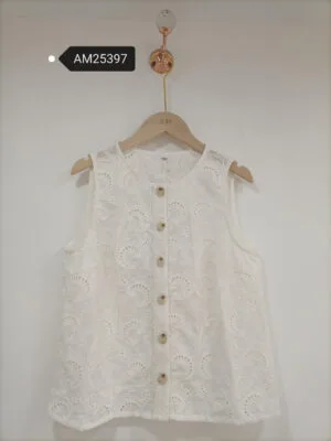 Sleeveless Broderie Anglaise Vest | XM Fashion Mfg