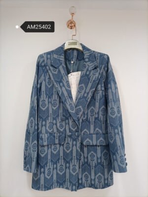 Ikat Pattern Double-Breasted Blazer | MX Craft Studio