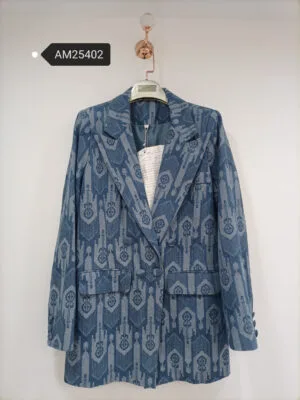 Ikat Pattern Double-Breasted Blazer | XM Fashion Mfg