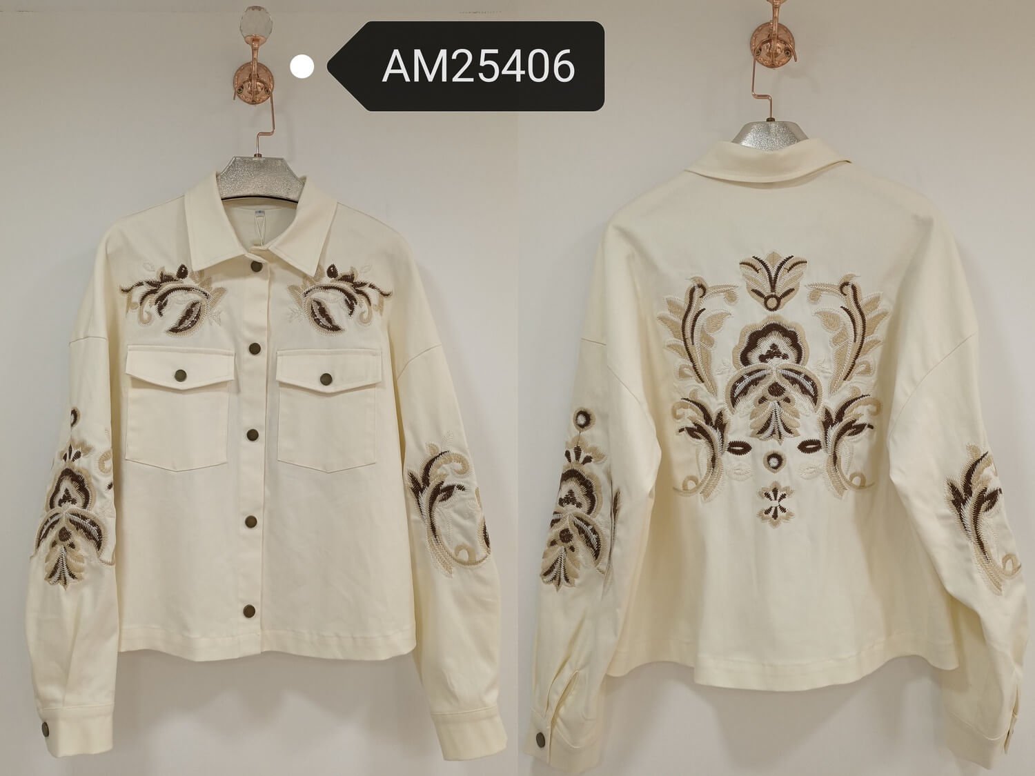 am25406 Scroll Floral Embroidered Jacket | MX Craft Studio