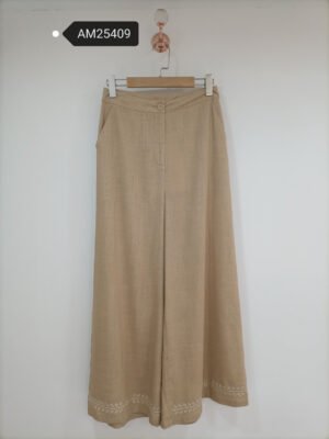 Embroidered Wide Leg Pants – Linen Blend | MX Craft Studio