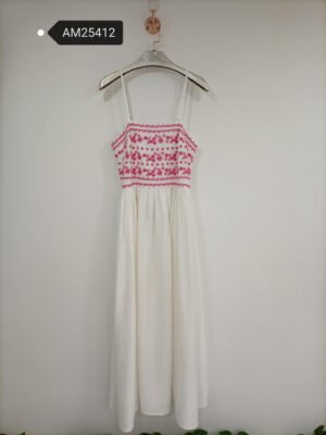 Embroidered Midi Dress – Pink Floral | MX Craft Studio