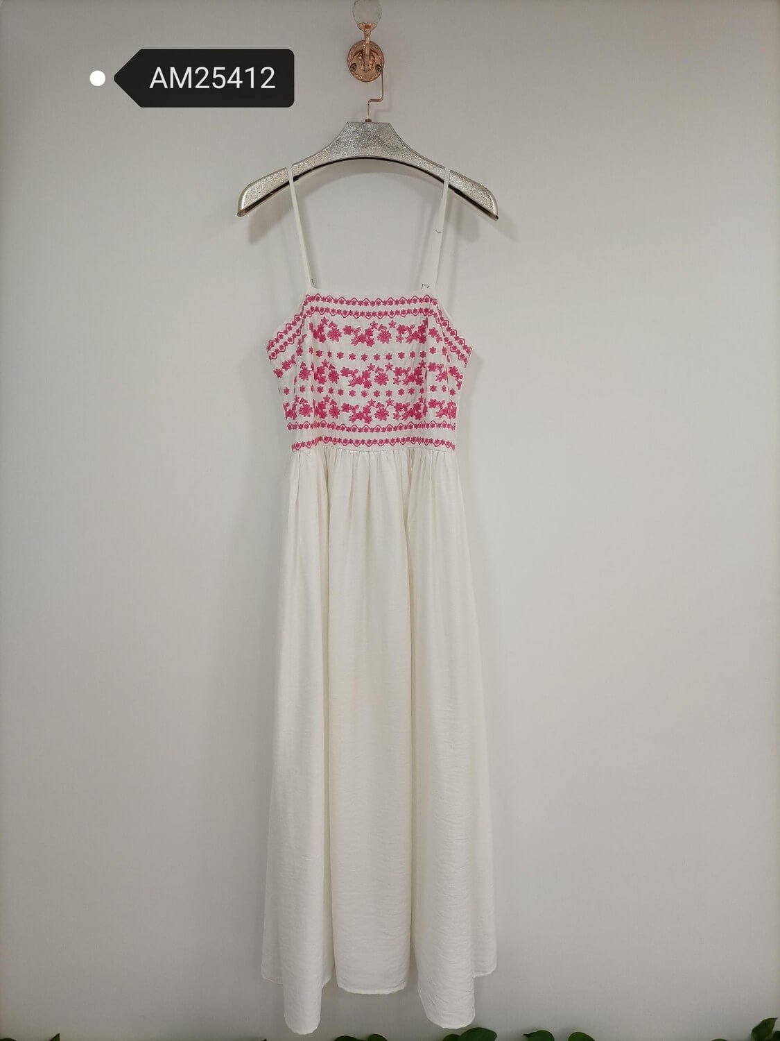 am25412 Embroidered Midi Dress – Pink Floral | MX Craft Studio
