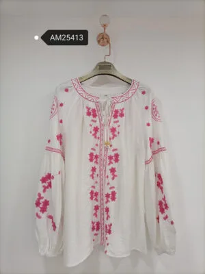 Embroidered Long Sleeve Boho Tunic | XM Fashion Mfg