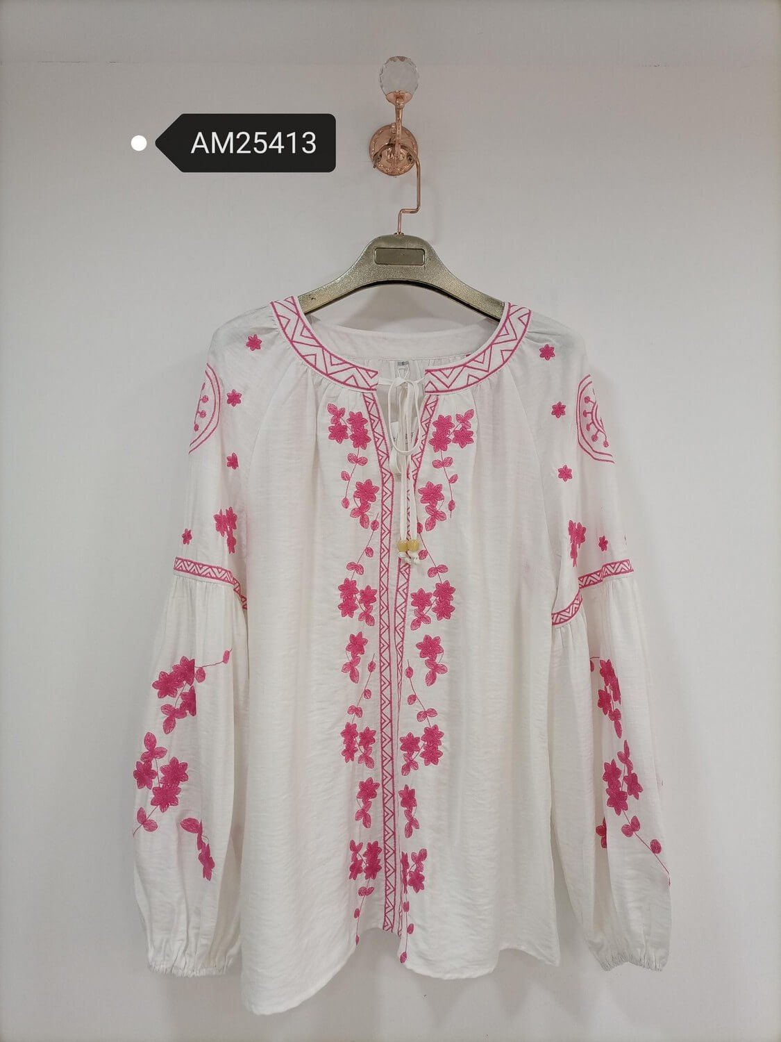 am25413 Embroidered Long Sleeve Boho Tunic | MX Craft Studio