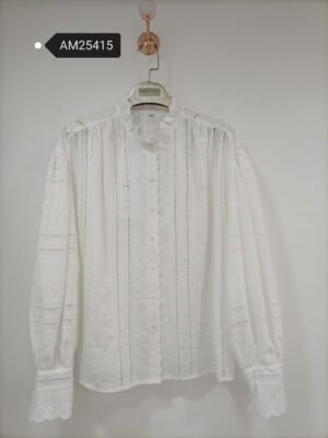 Eyelet Lace Long Sleeve Blouse – Pintucked | MX Craft Studio