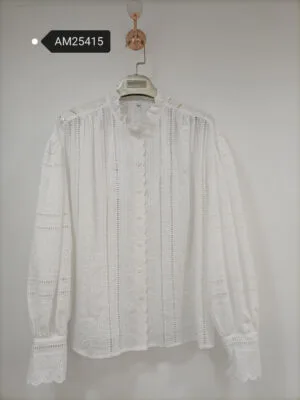 Eyelet Lace Long Sleeve Blouse – Pintucked | XM Fashion Mfg