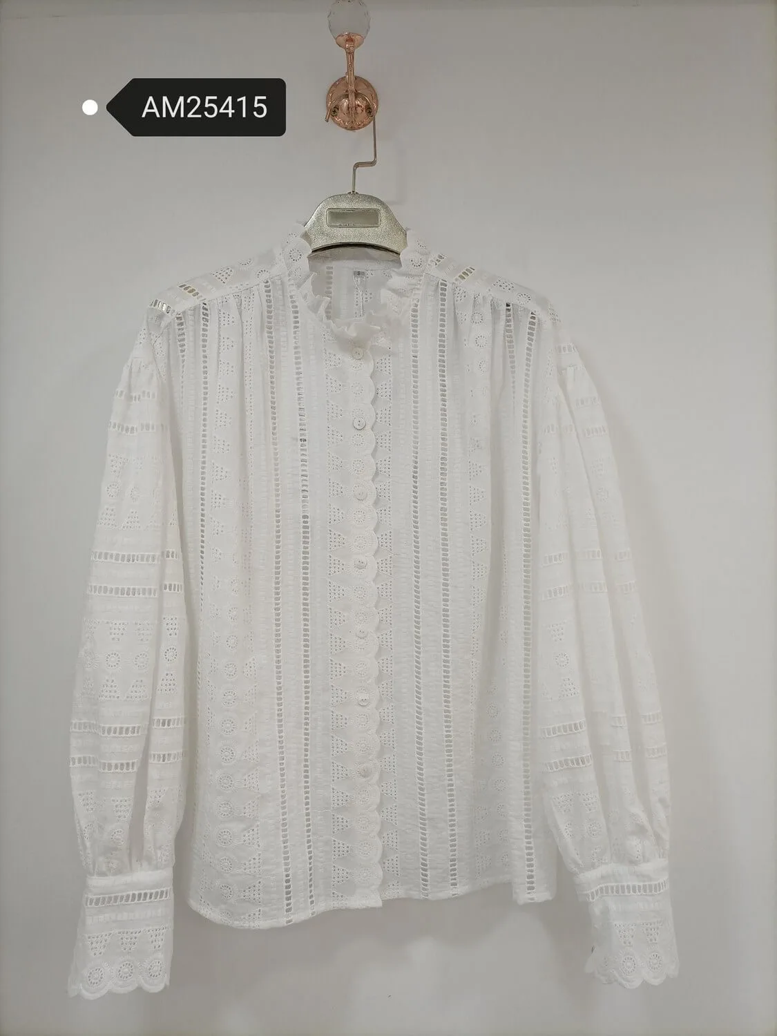 Eyelet Lace Long Sleeve Blouse – Pintucked | XM Fashion Mfg