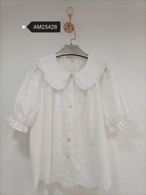 Embroidered Ruffled Collar Blouse | MX Craft Studio