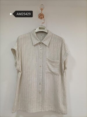 Striped Short Sleeve Shirt – Linen Blend | MX Craft Studio