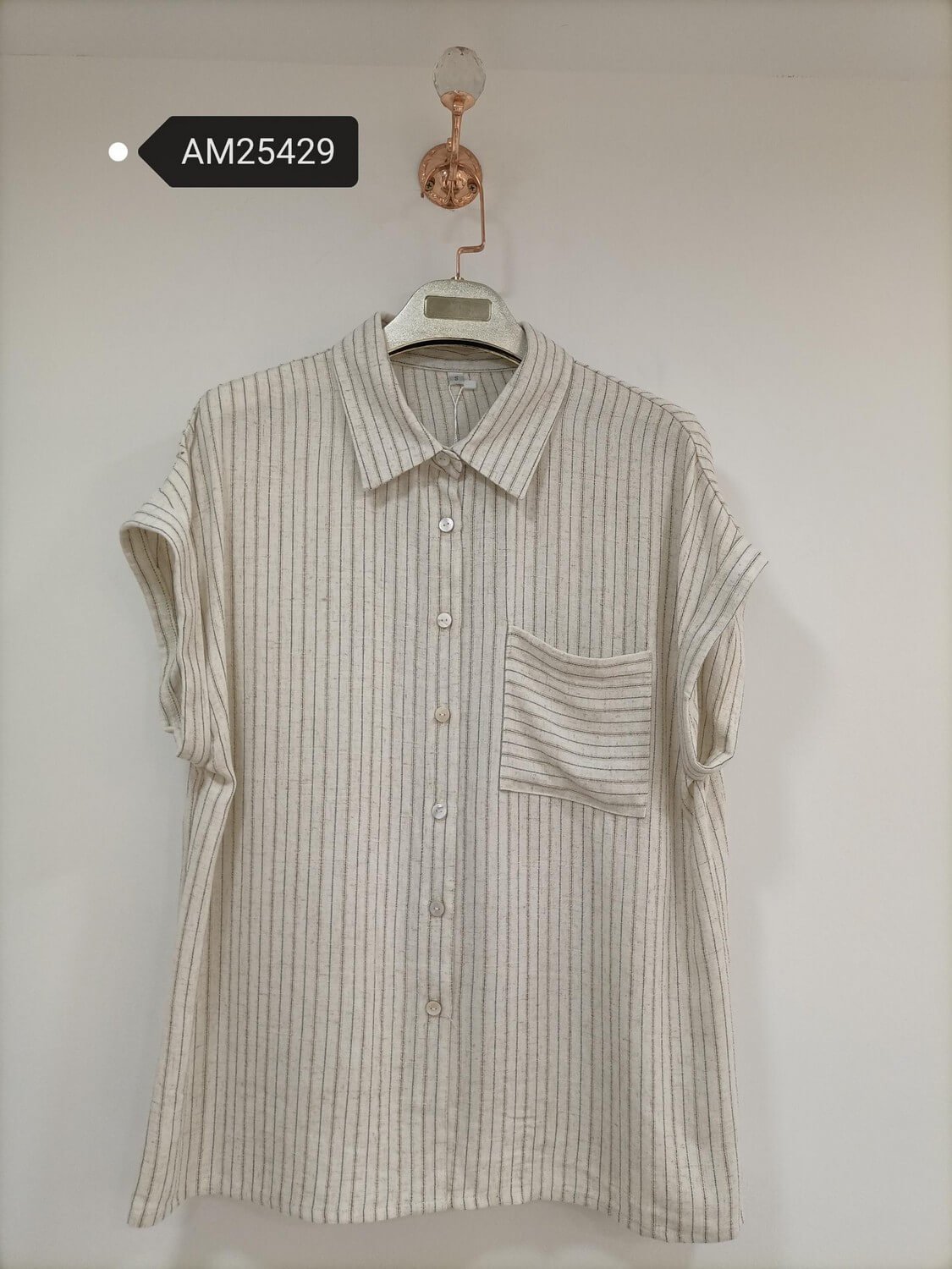 am25429 Striped Short Sleeve Shirt – Linen Blend | MX Craft Studio