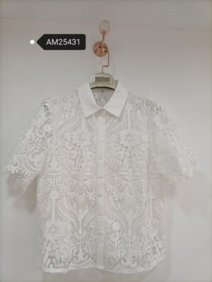 All-Over Geometric Lace Shirt | MX Craft Studio