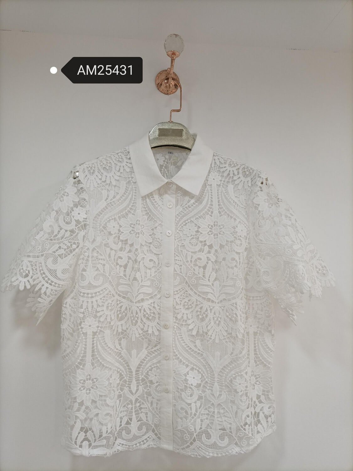 am25431 All-Over Geometric Lace Shirt | MX Craft Studio